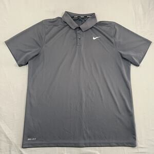 Nike Dri Fit Solid Dry Victory Golf Polo Shirt Mens XL Gray Relaxed Fit Tennis
